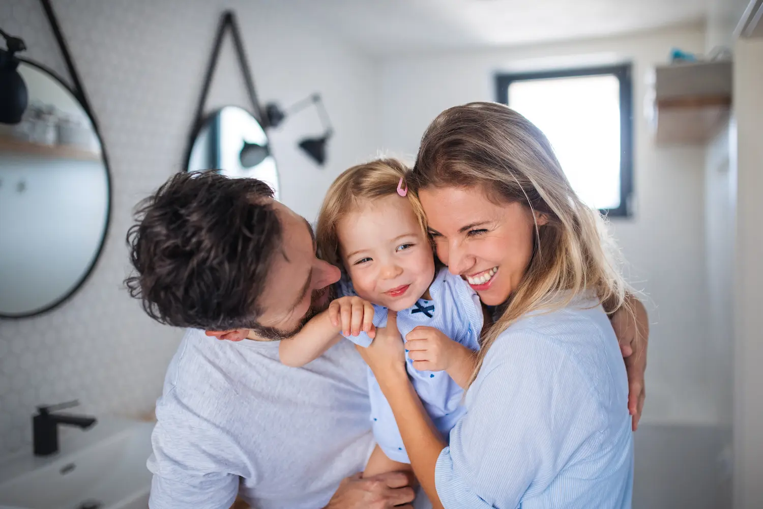 Happy family with young child